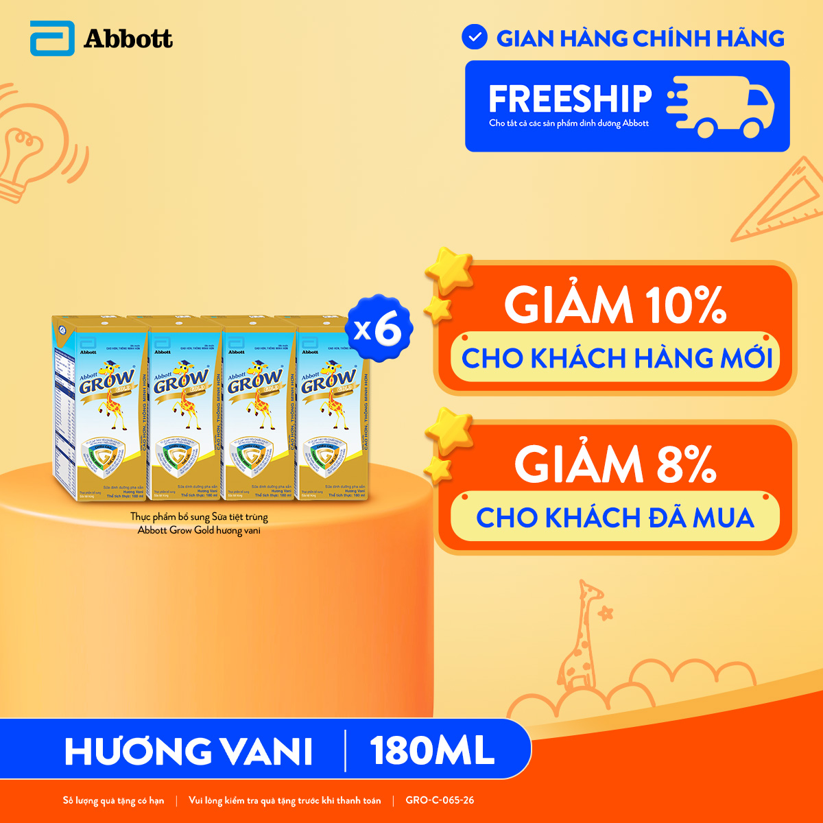 6 lốc Abbott Grow Gold 180ml